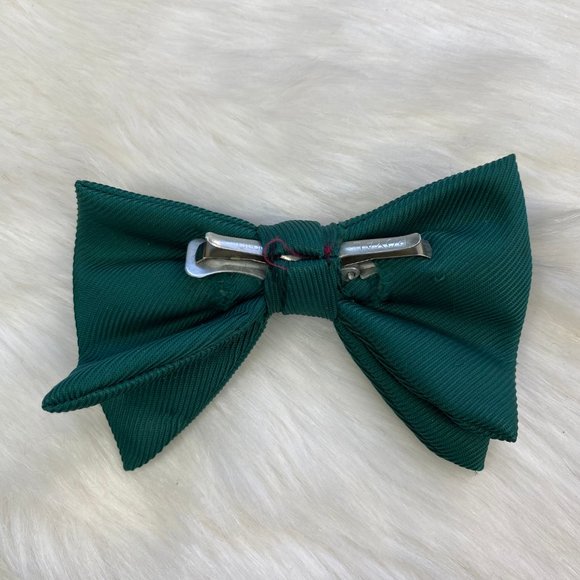 Vintage Green Fabric Clip On Bowtie - Picture 6 of 6